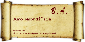 Buro Ambrózia névjegykártya